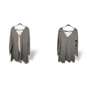 Striped Long Sleeve Dress with Crisscross Back